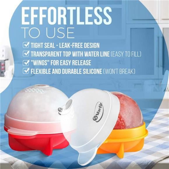 Round Ice Cube Mold Set of 4 Multicolor 2.5 Inch Tight Sealing, Leak Proof - Picture 2 of 6